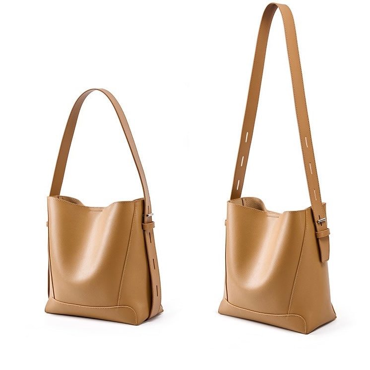 Genuine Leather Crossbody & Shoulder Oversized Bucket Bag Genuine Leather Crossbody & Shoulder Oversized Bucket Bag
